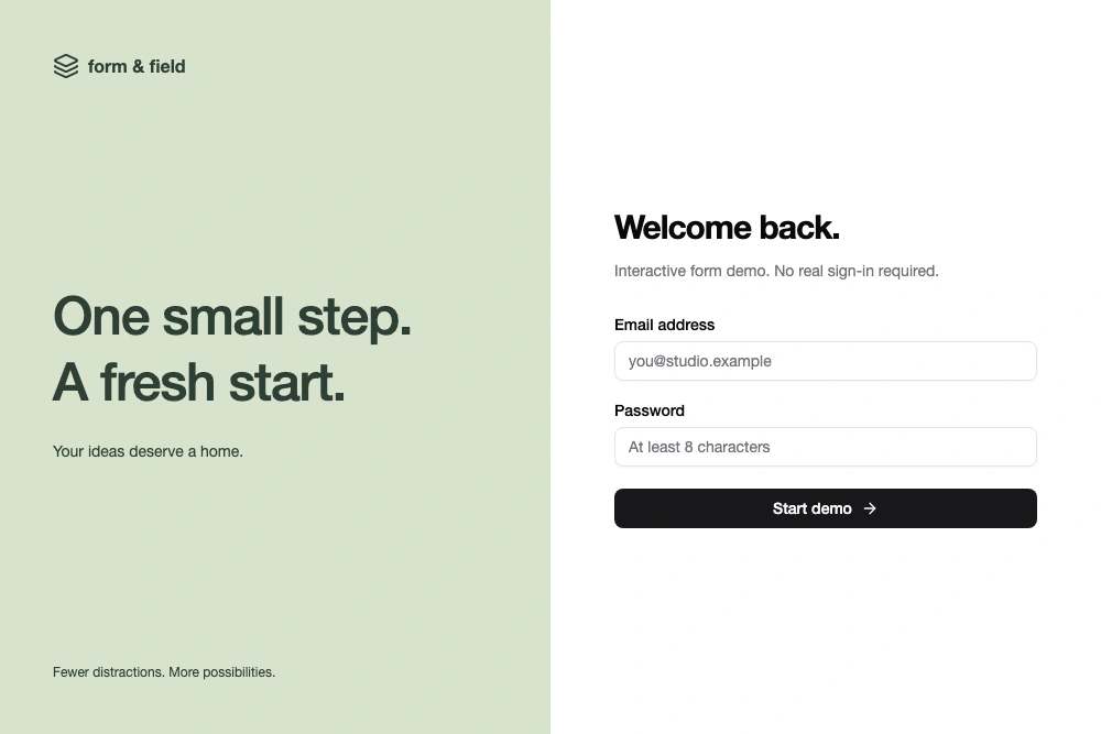 Welcome Back, a real Formwerk sign-in layout