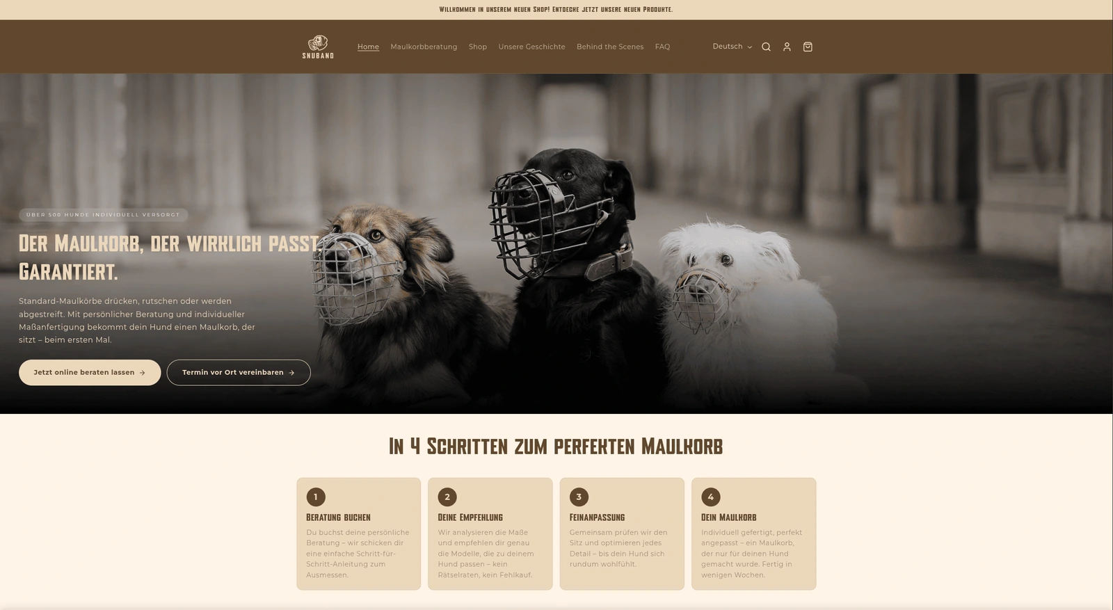 Snuband storefront for working-dog muzzles